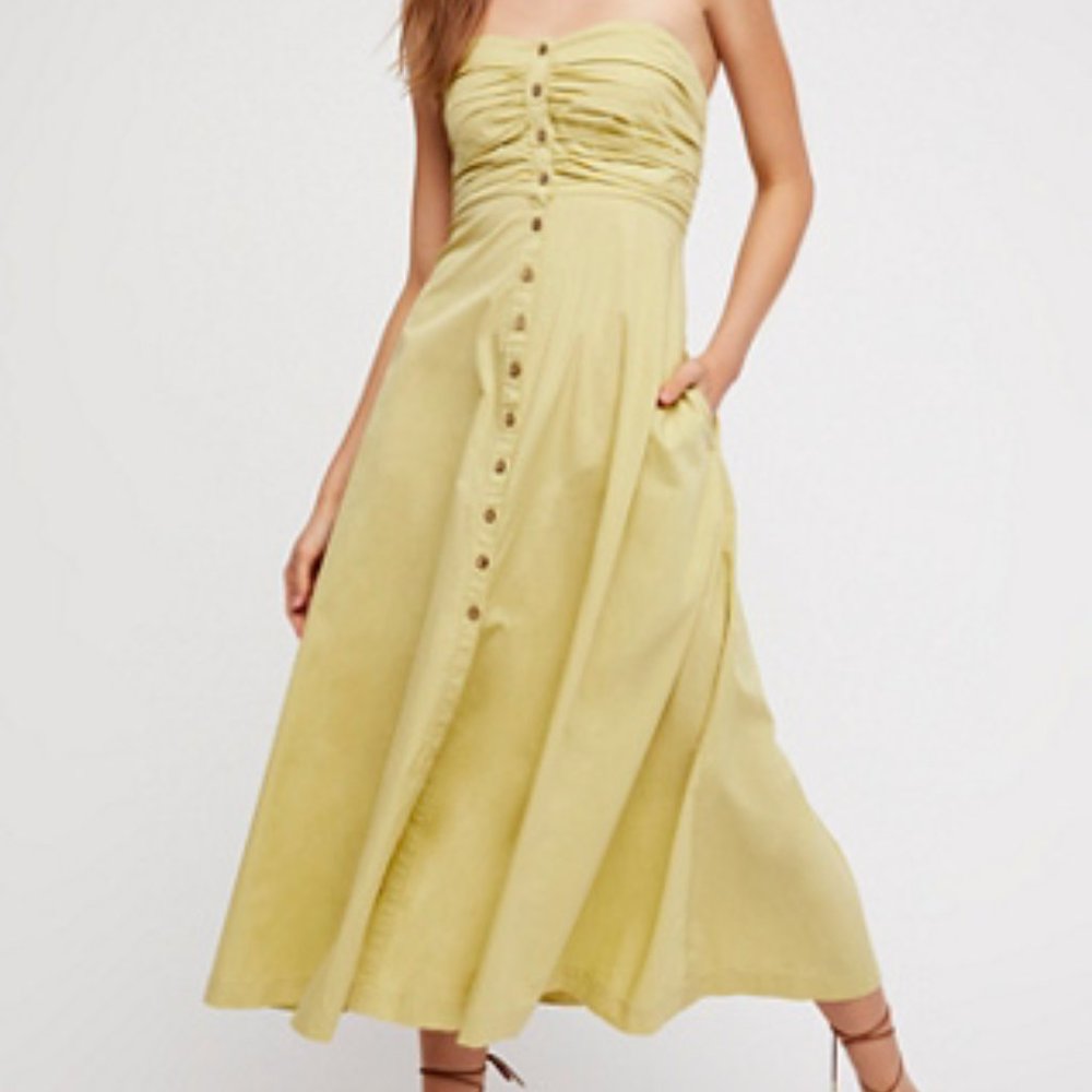 Free People | 100% Cotton Lime Tube Style Flowy Timeless Midi Dress Size XS/S